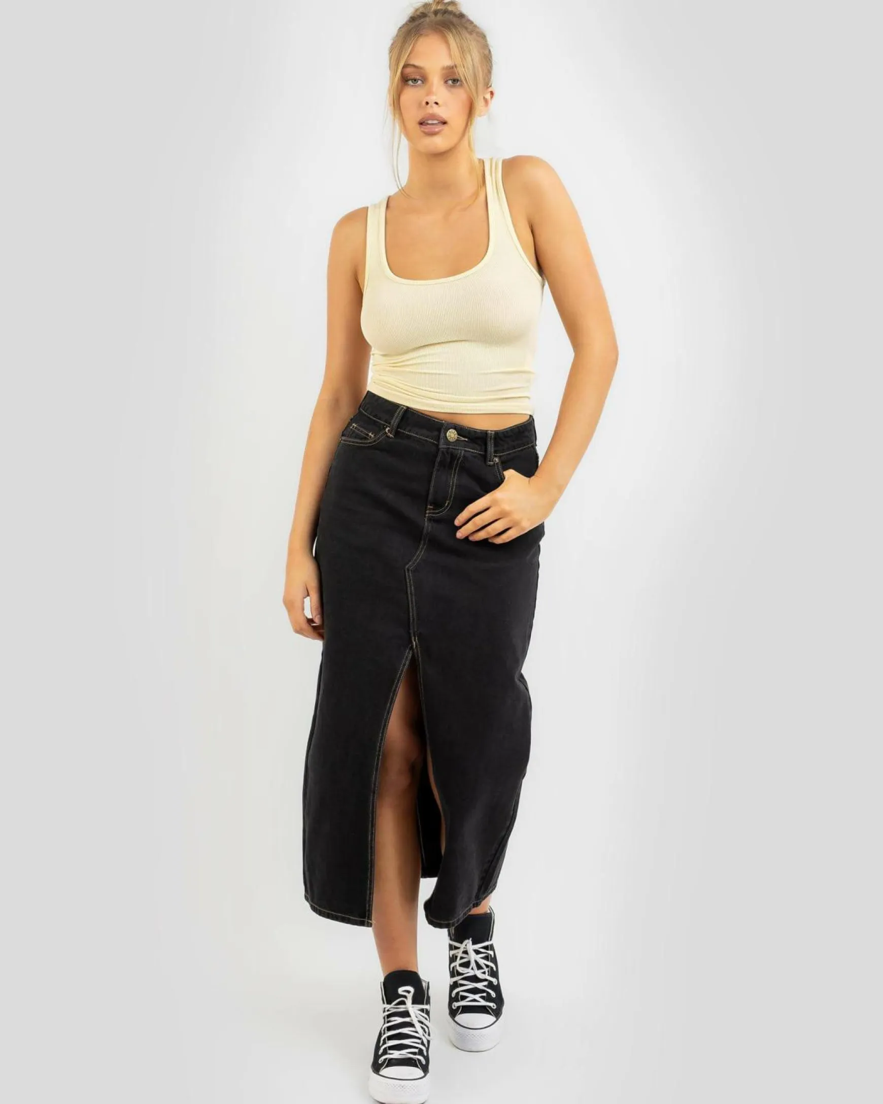 Basic Scoop Neck Rib Tank Top