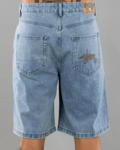 Embroidered Denim Shorts