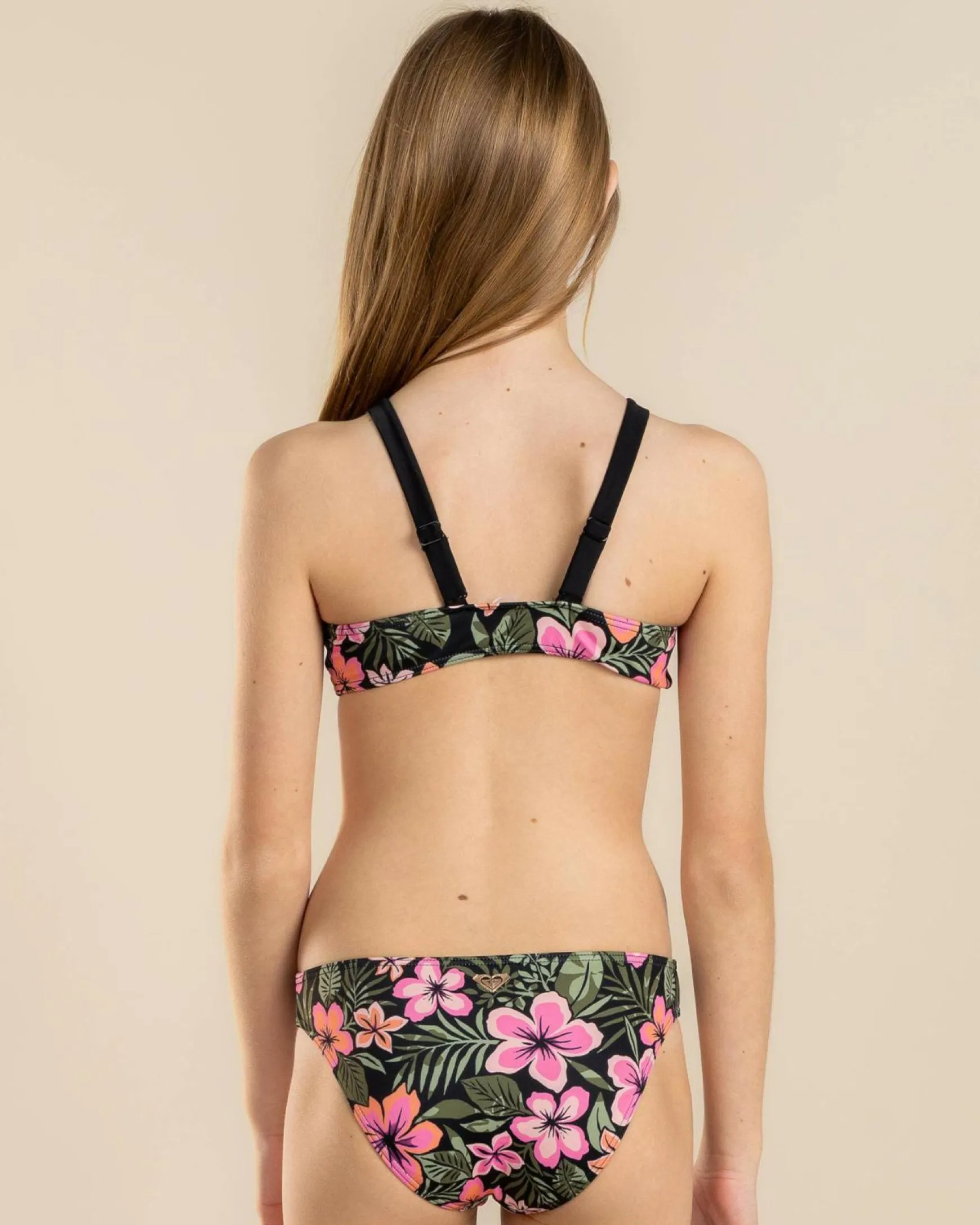 Girls' Active Floral Crop Top Bikini Set