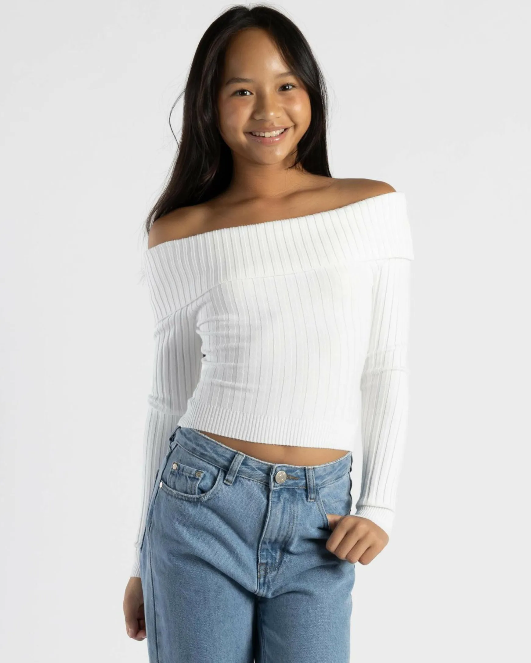 Girls' Ari Off Shoulder Knit Top