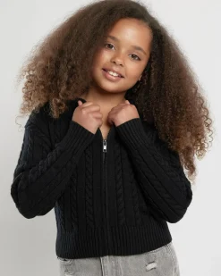 Girls' Bailee Hooded Cable Knit Jumper