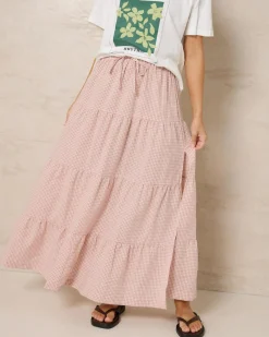 Lola Checked Tiered Maxi Skirt