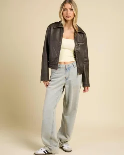Pilot Faux Leather Bomber Jacket