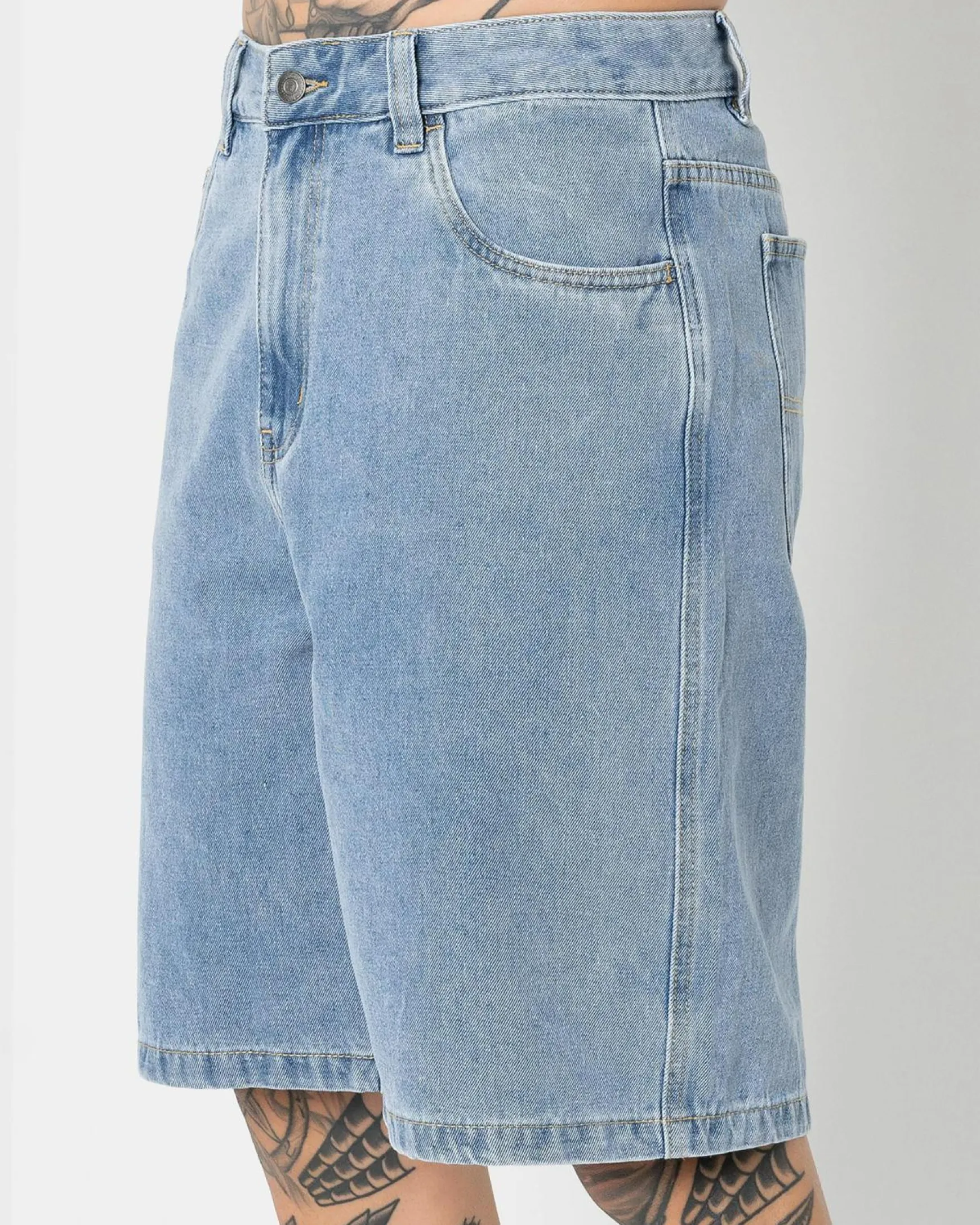 Print Denim Standard Shorts