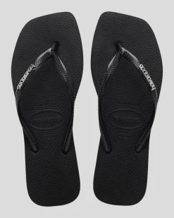 Slim Square Metal Logo Thongs
