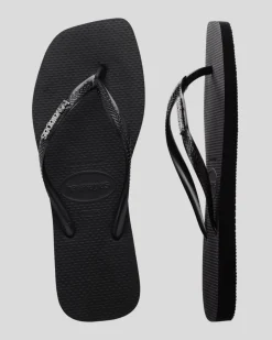 Slim Square Metal Logo Thongs