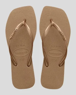 Slim Square Metal Logo Thongs