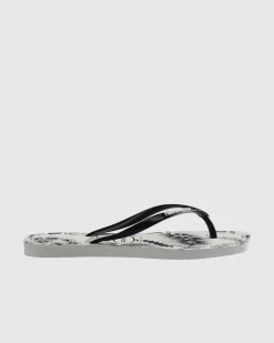 Slim Square Printed Flower Thongs