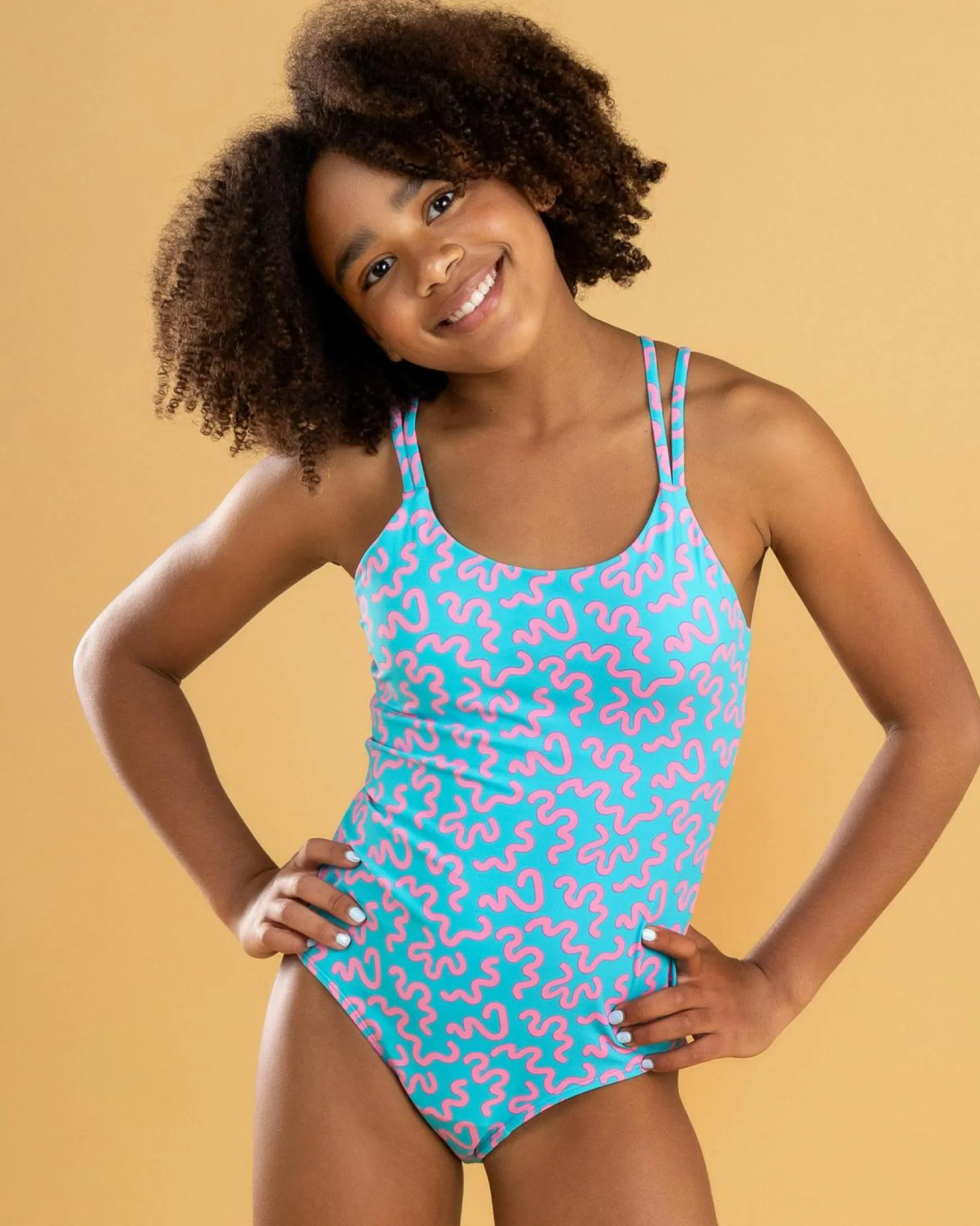 Teen Swimwear Cross Back One Piece Swimsuit